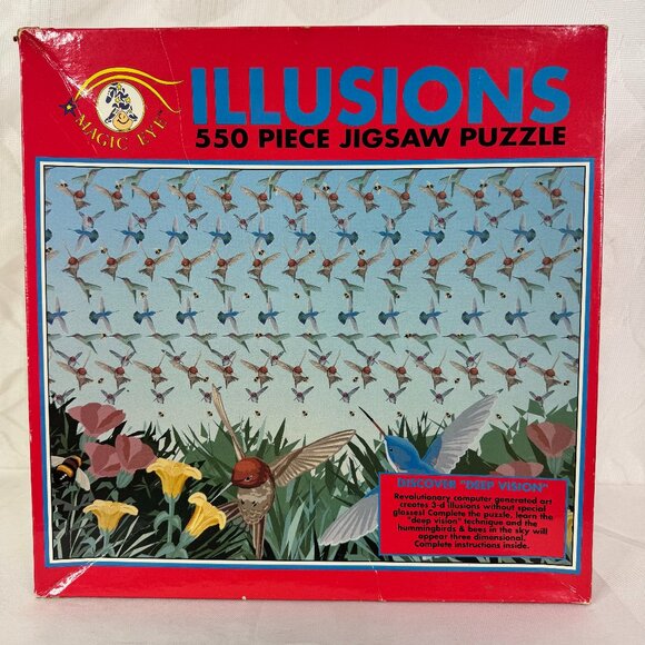 Illusions Magic Eye Ceaco Hummingbirds 550 Piece Jigsaw Puzzle Sealed - Picture 1 of 5